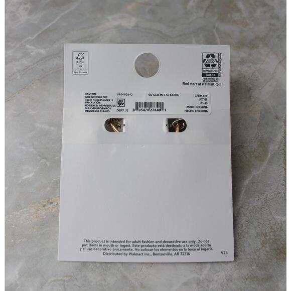 Time and Tru Womens Interlocked Metal Loop Earring Two Tone Plated Color New - Picture 2 of 3